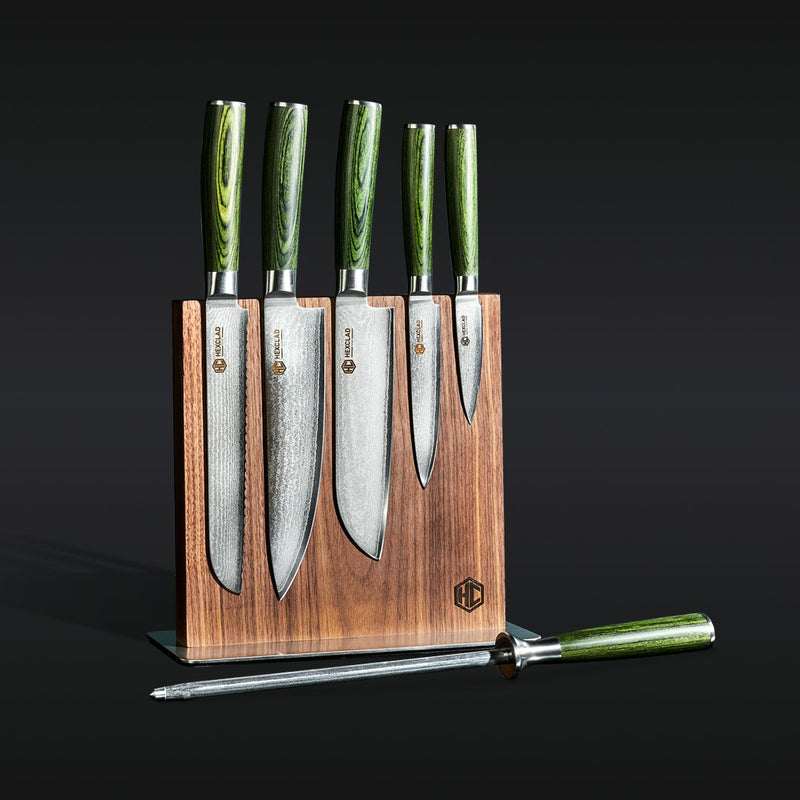 Damascus Steel Knife Set, 7-pc (Green) U6